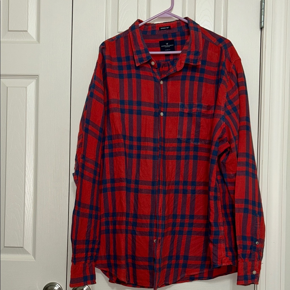 American Eagle Outfitters Red and Blue Plaid Shirt